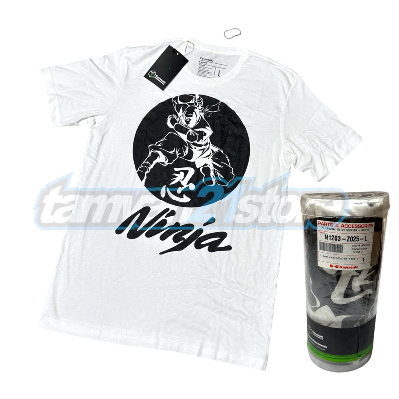 TSHIRT BAJU KAOS NINJA CIRCLE WHITE / PUTIH ORIGINAL KAWASAKI