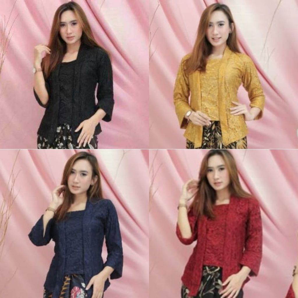 Atasan Kebaya Wanita Kutubaru Brokat Hitam dan Warna Lainnya