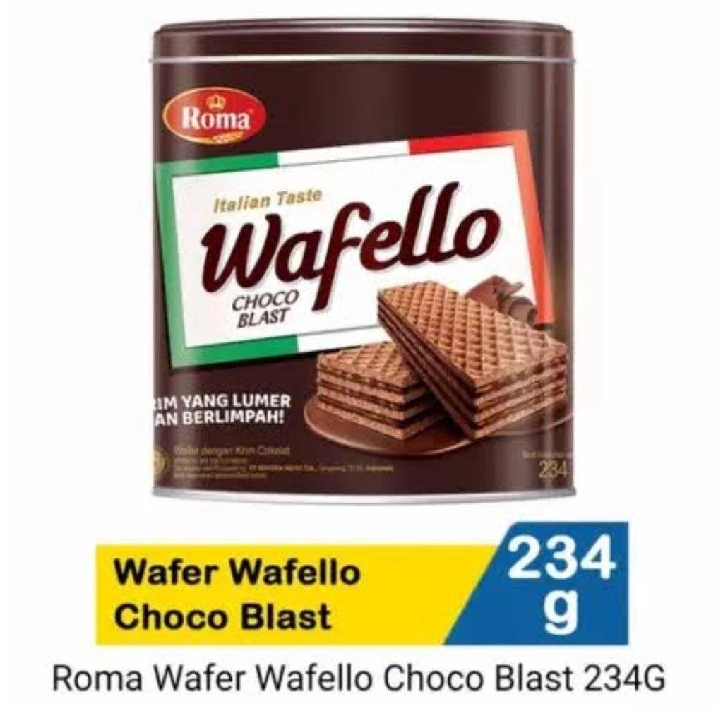 

Roma Wafello Coklat Kaleng 234gr - Wafer Kaleng Murah