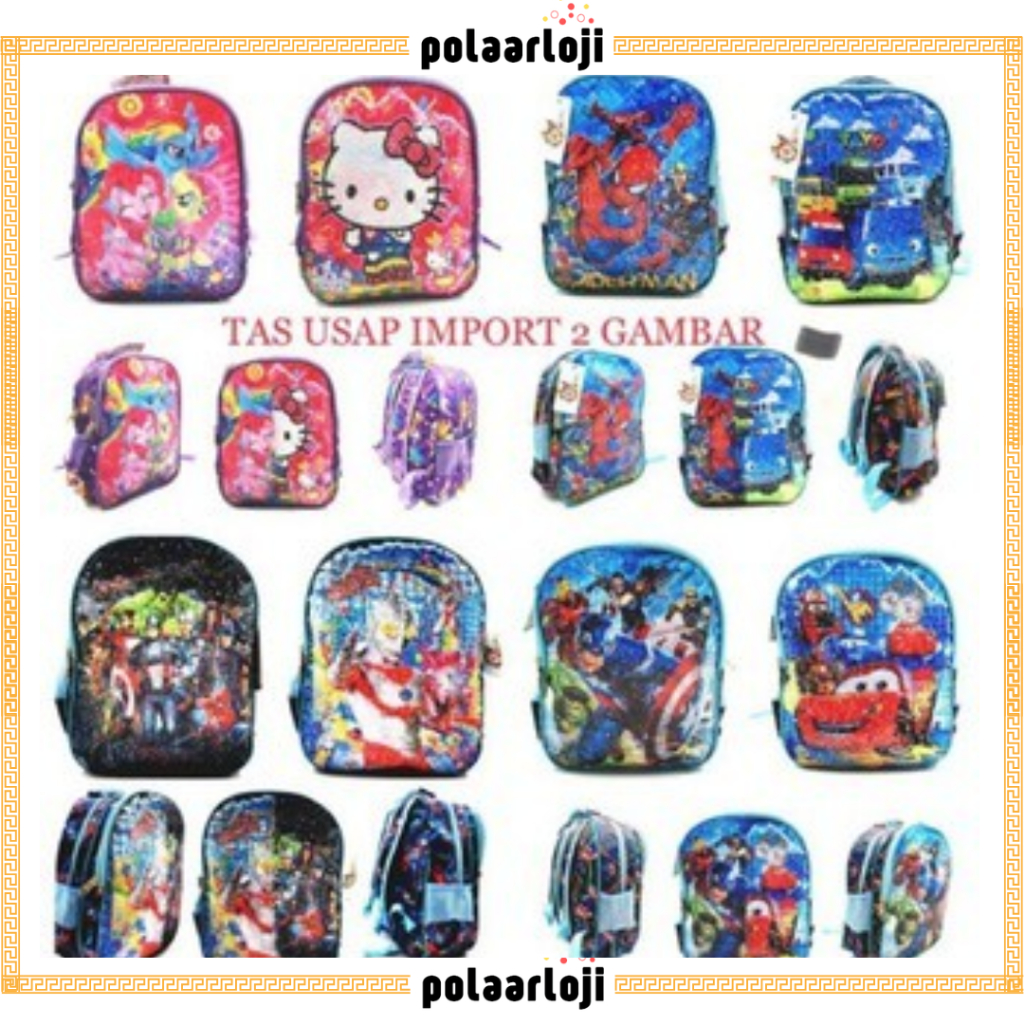 PA Tas Ransel Sequin USAP KEKINIAN TK LOL Frozen Hello Kitty Spiderman Tayo Avengers Cars TA021