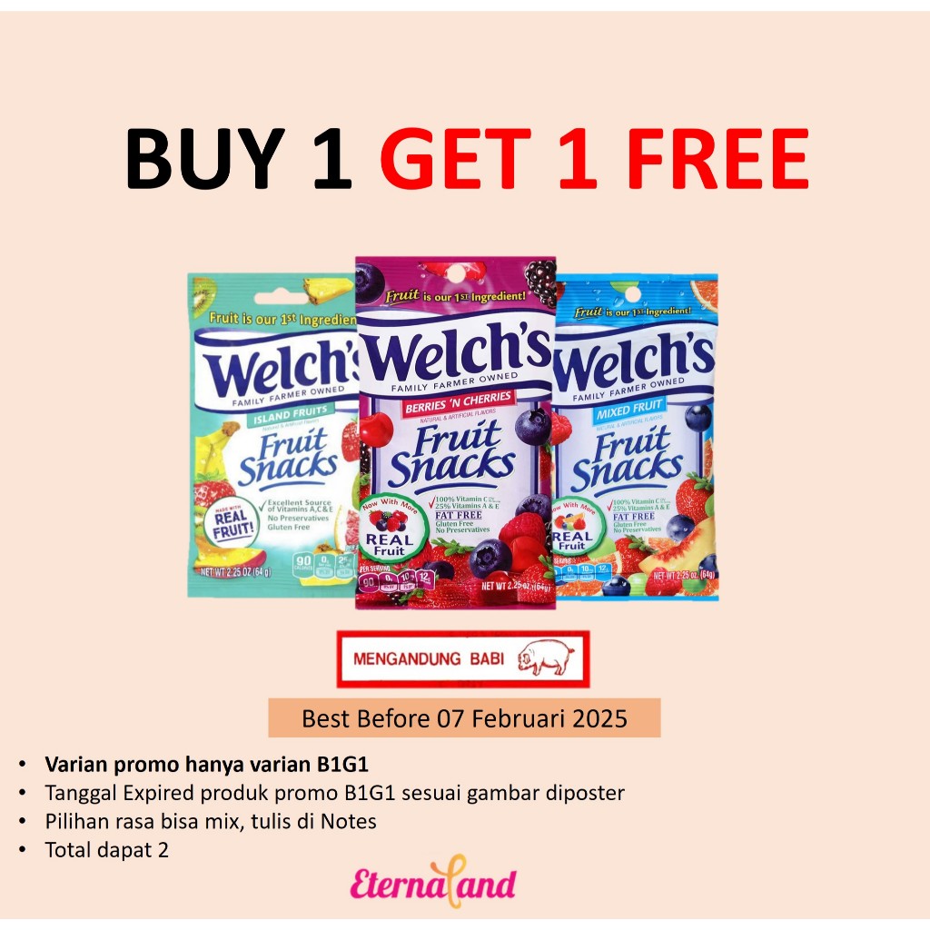 

Welch's Fruit Snacks - permen rasa buah impor USA (NON HALAL)