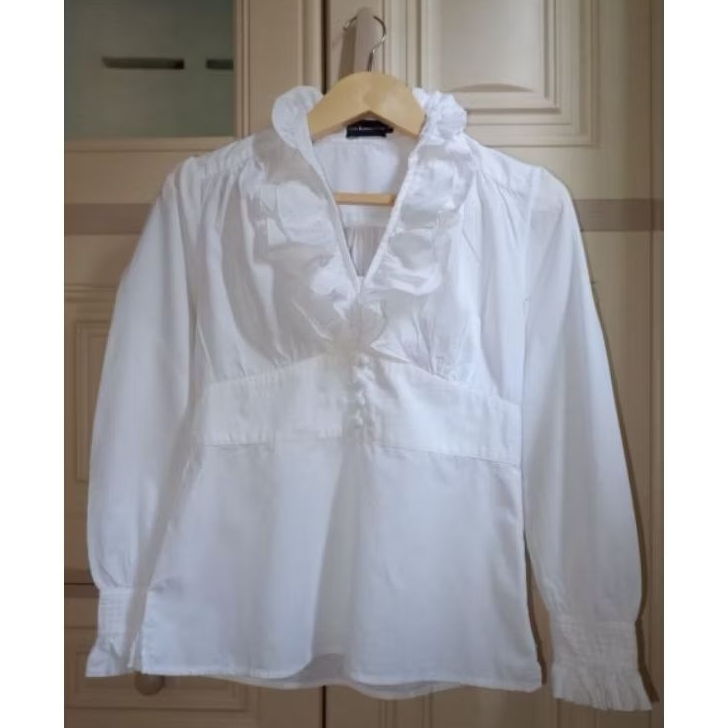 BajuPutihLenganPanjang|PakaianKerja|BajuPutihRuffle[Preloved]