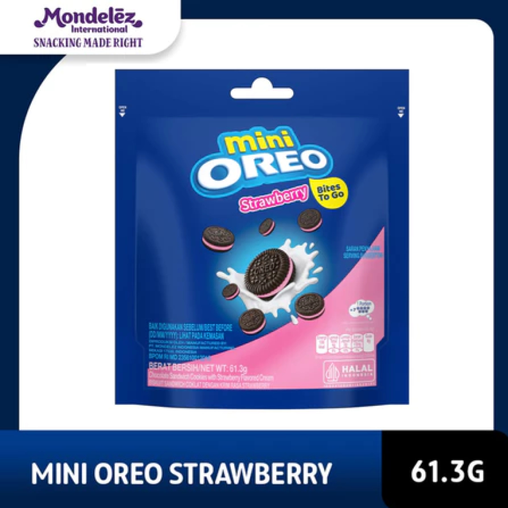 

Mini Oreo Biskuit Strawberry 61.3g Untuk Traveling