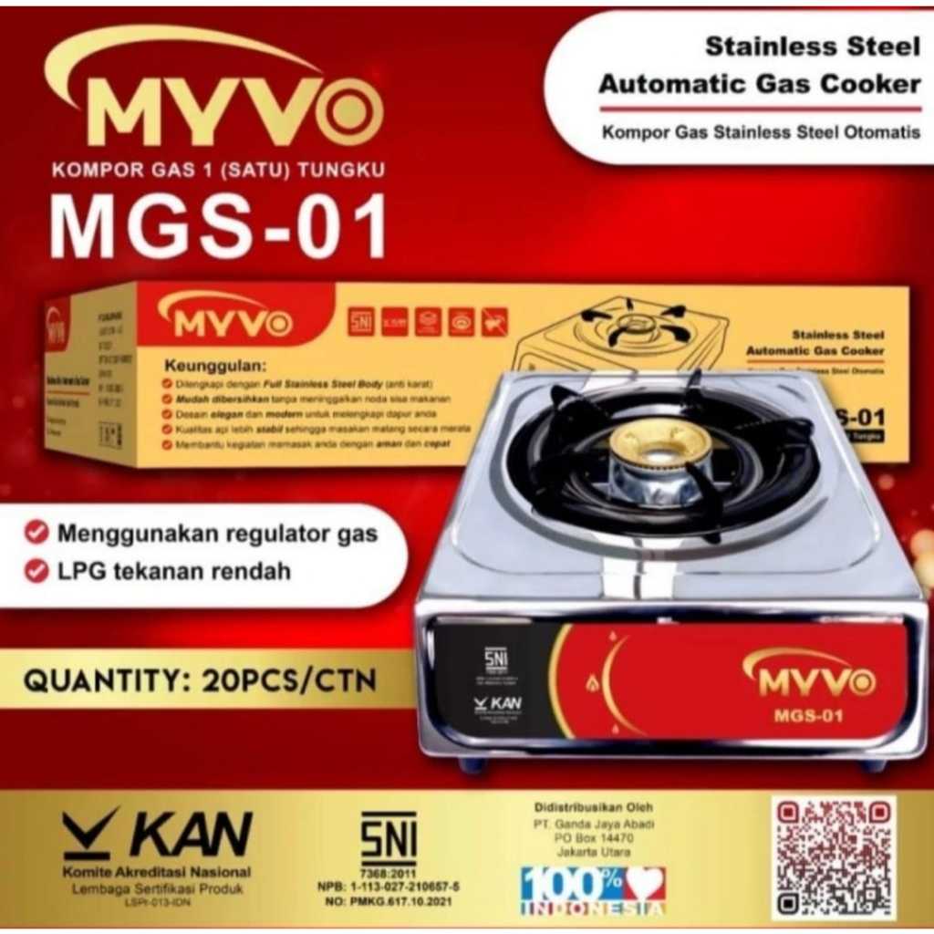 MYVO KOMPOR GAS 1 TUNGKU STAINLESS MGS-01