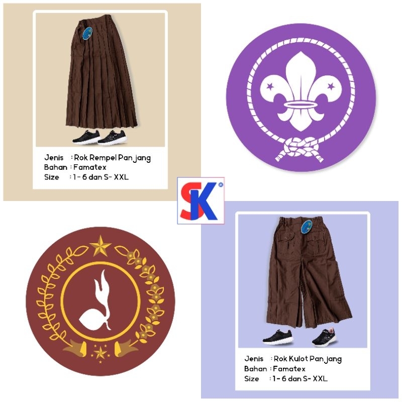 Rok Pramuka SD Panjang / Rok Pramuka SD Panjang Rempel Kulot/ Seragam bawahan Pramuka SD Rempel Kulo