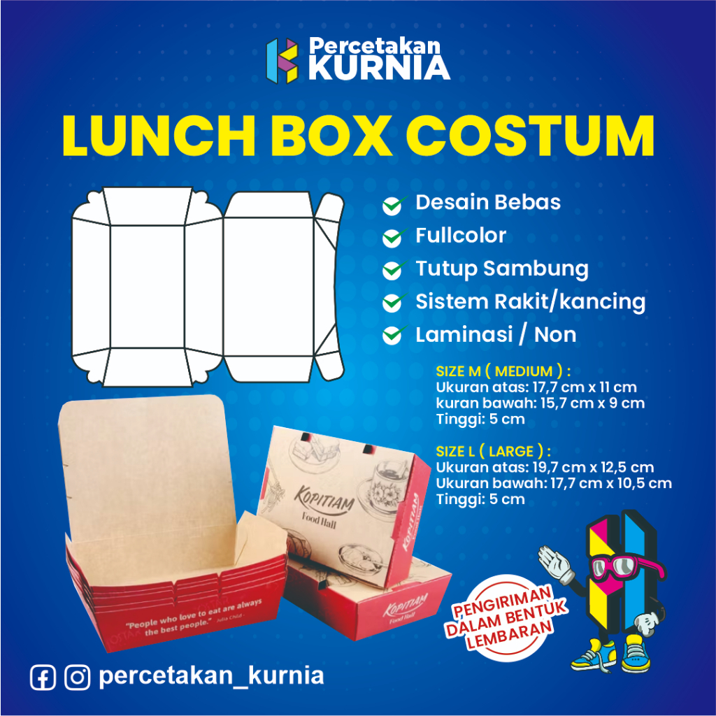 Snack Box Lunch Box Custom Full Color Bahan Duplek 310gsm Fried Chicken Ayam Goreng Makanan