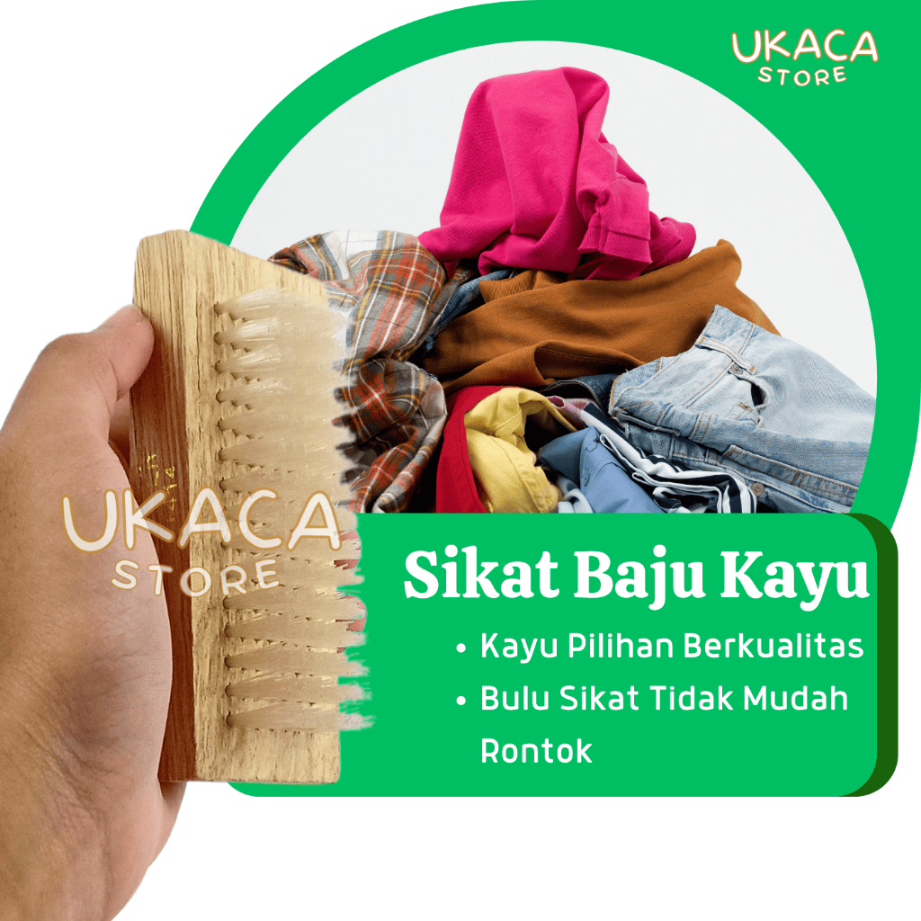 UKACA STORE Sikat Baju Kayu Pakaian Sikat Pembersih Baju Lantai Karpet Kamar Mandi Lembut Halus Serb