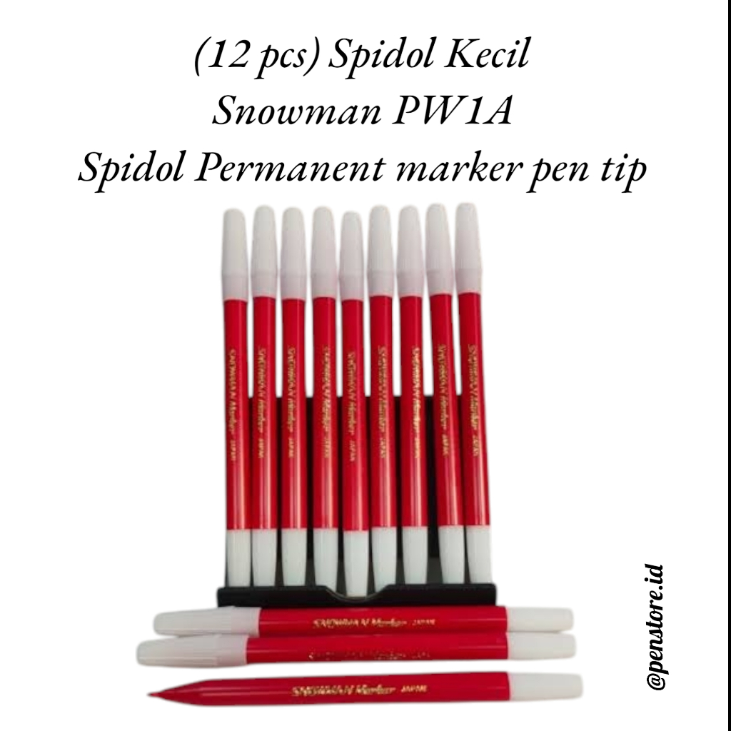 (Pack = 12 pcs) Spidol Kecil Snowman PW1A / Spidol Permanent Marker Pen Tip - Stationery