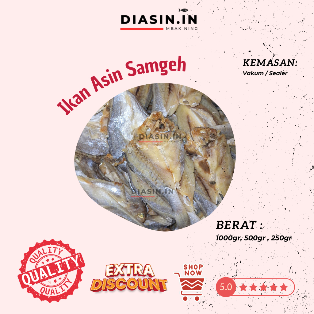 

Ikan Asin Samge Belah/ Ikan Kepala Batu - Asin Samge Kemasan Vakum