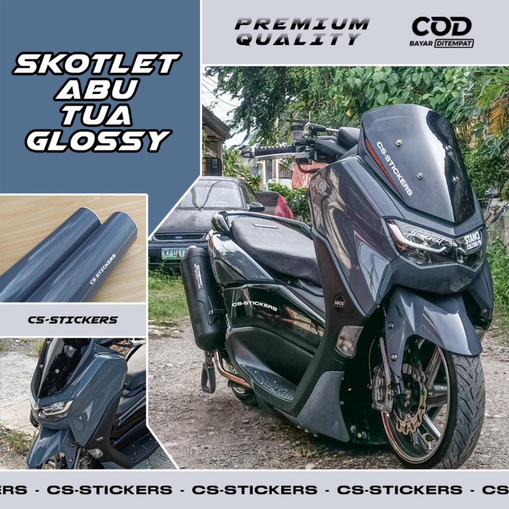 Stiker Skotlet Motor Abu Abu Tua Glossy Doff Dark Grey GLoss Premium Vinyl Cover Body Mobil