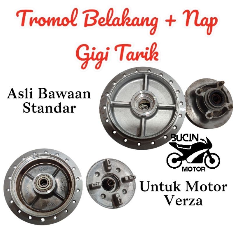 Tromol Belakang Verza + Nap Roda Dudukan Gear Gigi Tarik Belakang Motor Verza