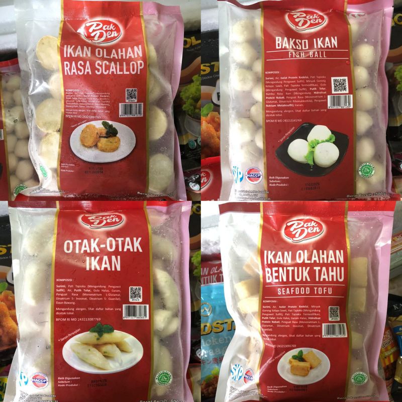 

PAKDEN TOFU,BAKSO IKAN,OTAK",SCALOP MASING"500G