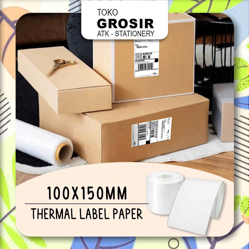 

100X150 mm 1 Roll 500pcs Thermal Roll Besar Kertas Stiker Print Label Resi