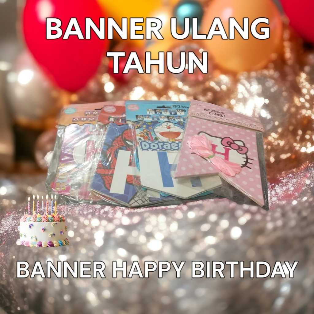 Banner Ulang Tahun Anak-anak | Spanduk Kecil Happy Birthday | Banner Happy Birthday Karakter