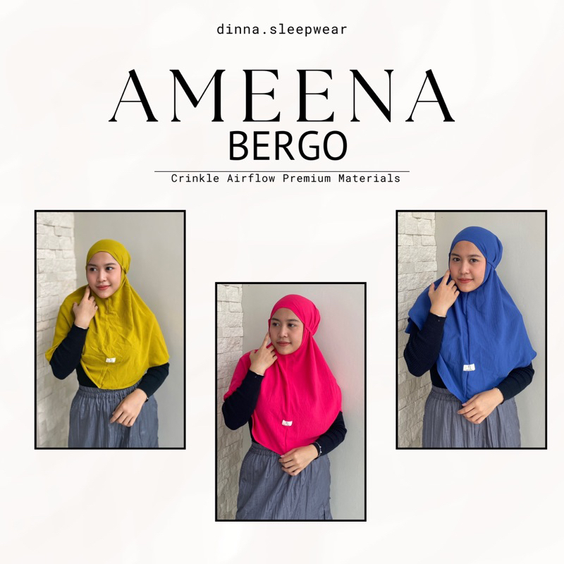 Ameena Bergo | Hijab Bergo Instant | Hijab Bergo Crinkle