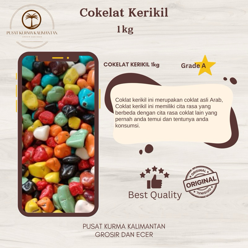 

Coklat Kerikil 1kg || Coklat Batu || Coklat Arab || Original || Grade a