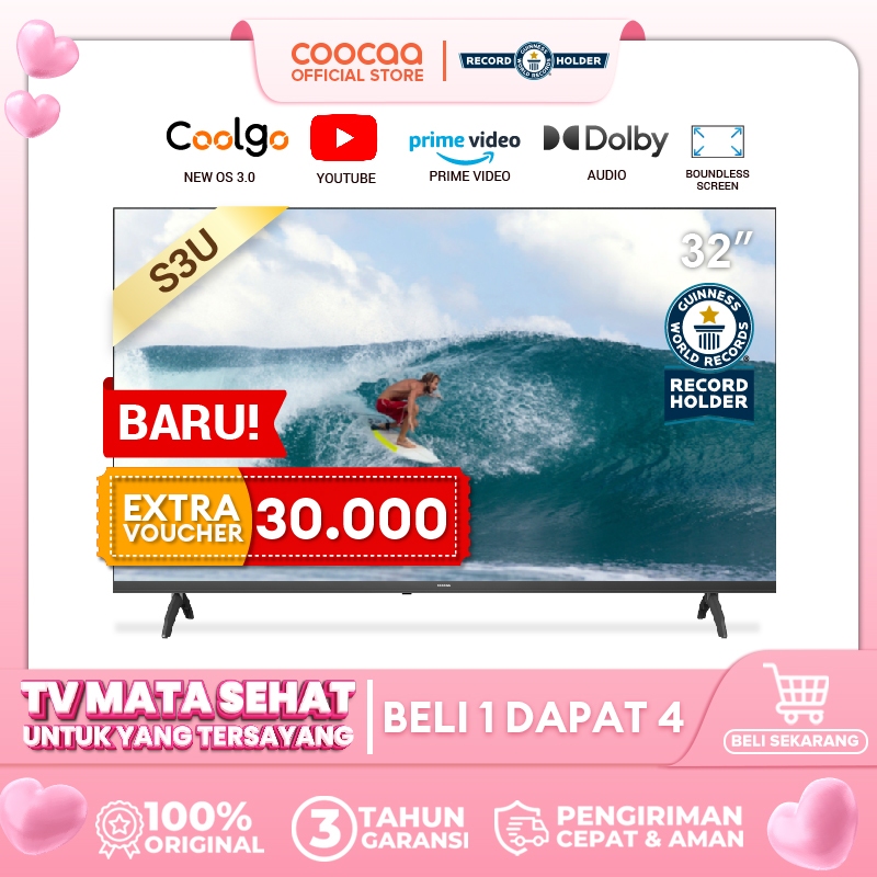 COOCAA 32 inch Smart TV - Digital TV - Dolby Audio - Youtube - Mirroring -  Flick Free - Boundless  