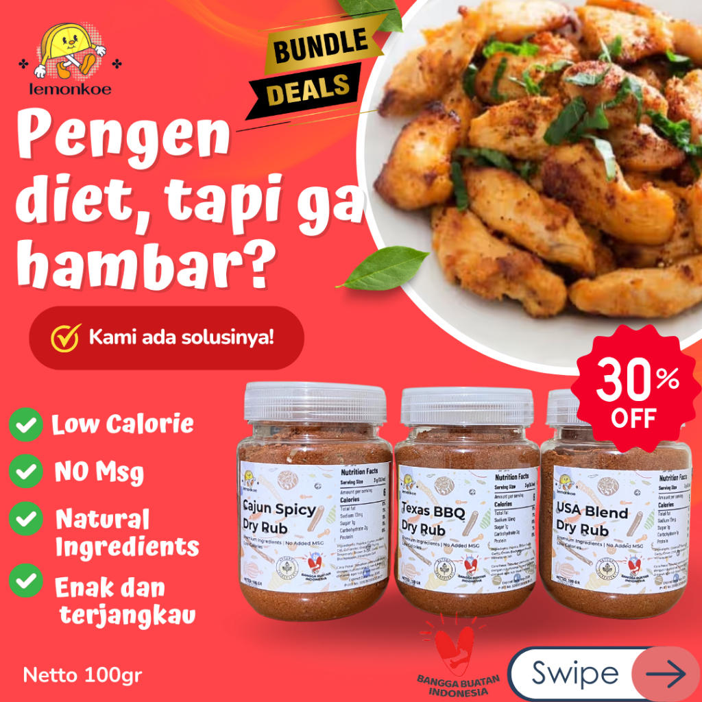 

wadistroalip Lemonkoe Bundle Bumbu Marinasi Diet Kering Rendah Kalori Healthy Dry Rub Free Ongkir