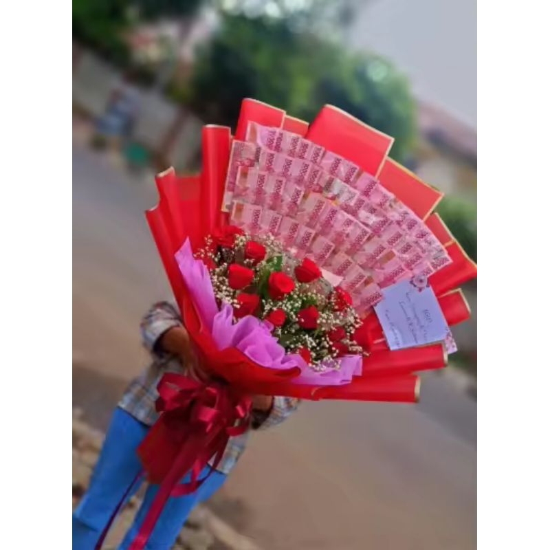 Buket Uang bunga jumbo kado ultah uang money bucket hadiah ultah birthday buket besar