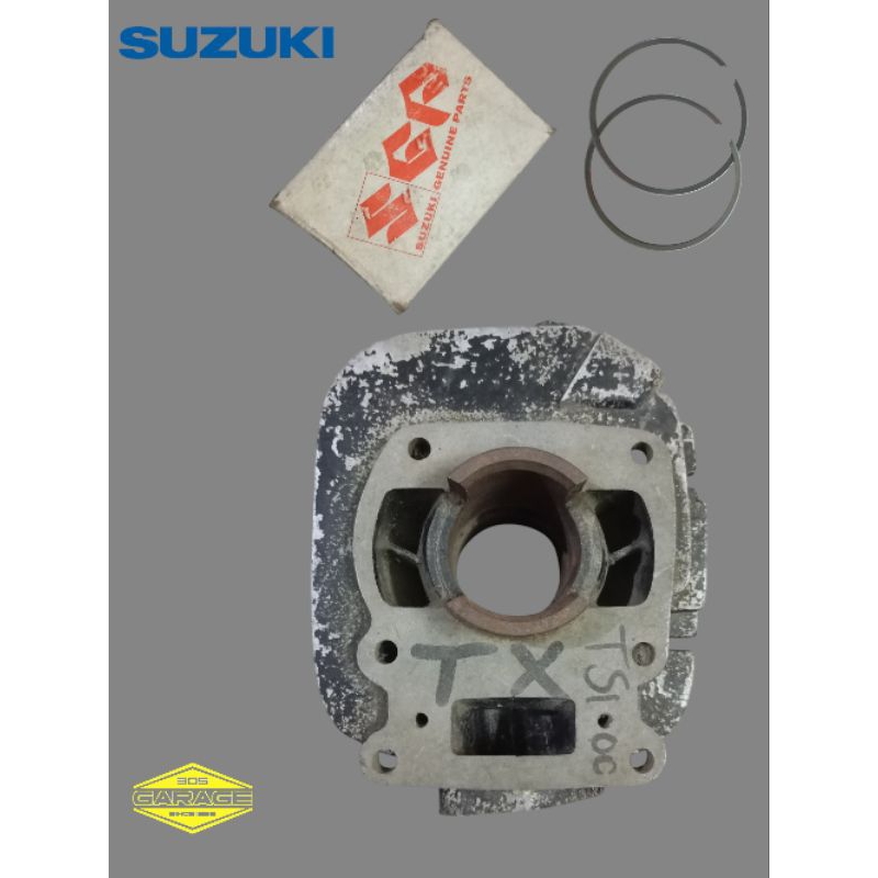 boring blok block seher shecker Suzuki ts100 nos lengkap seher dan ring seher nya harga untuk 1paket