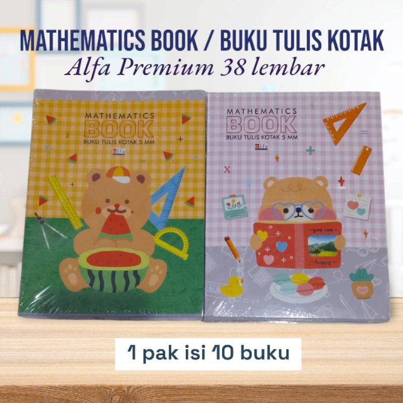 

Mathematics book/ Buku tulis kotak 5mm Alfa premium 38 lembar 1 pak isi 10