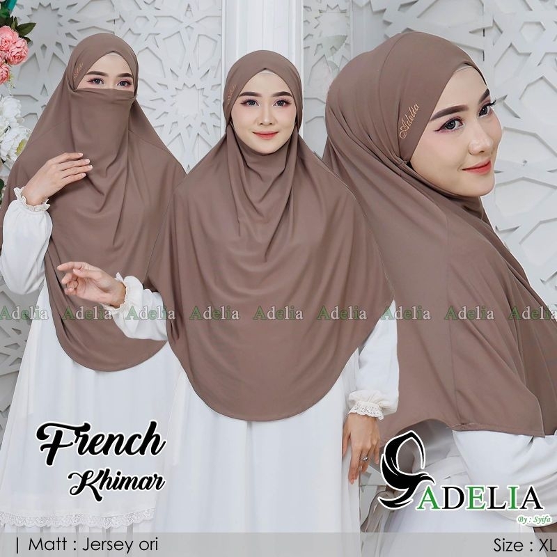 Khimar Jumbo Bordir Adelia Bahan Jersey premium