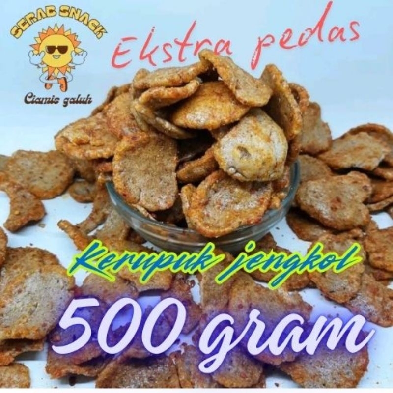 

Kerupuk jengkol ekstra pedas 500 gram food snack makanan Cemilan