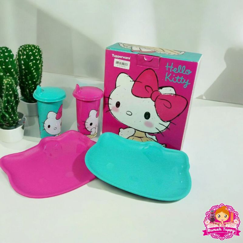 Wadah Tempat Piring Makan Gelas Anak Bayi Hello Kitty Set Tupperware Tuppy Murah