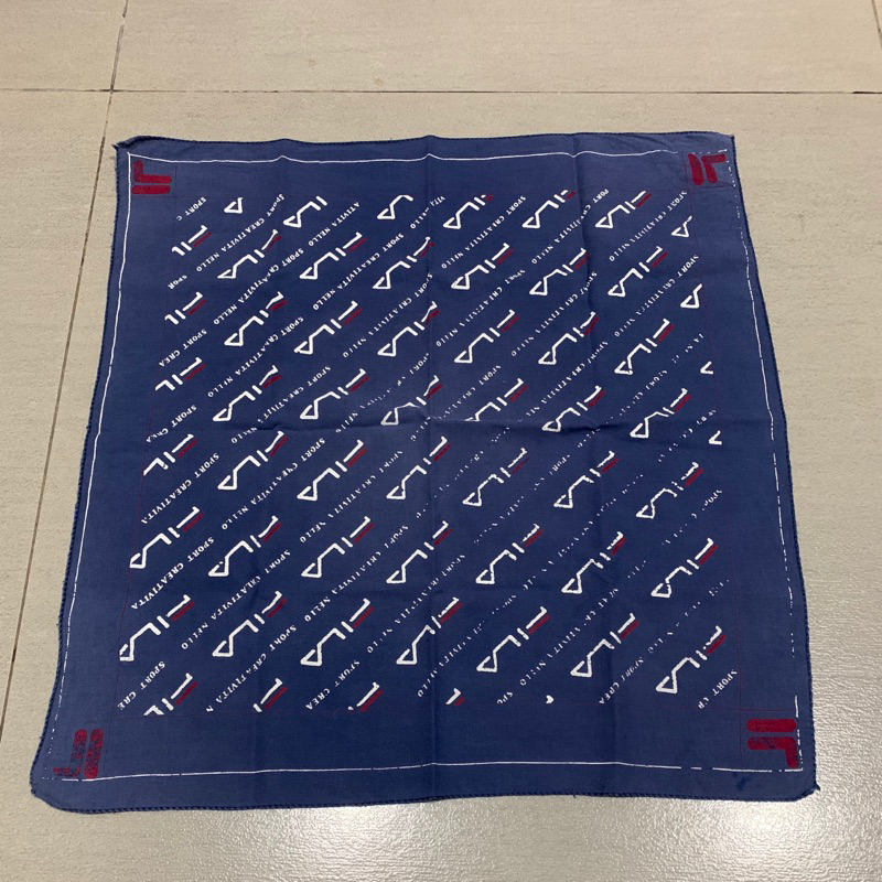 Bandana Slayer Katun Merek Fila Warna Biru Vintage Import