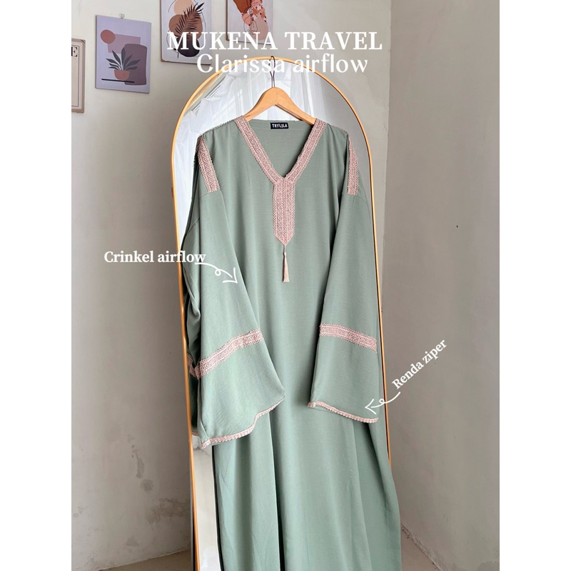 MUKENA CLARISSA AIRFLOW material crinkel | mukena turki | abaya traveling
