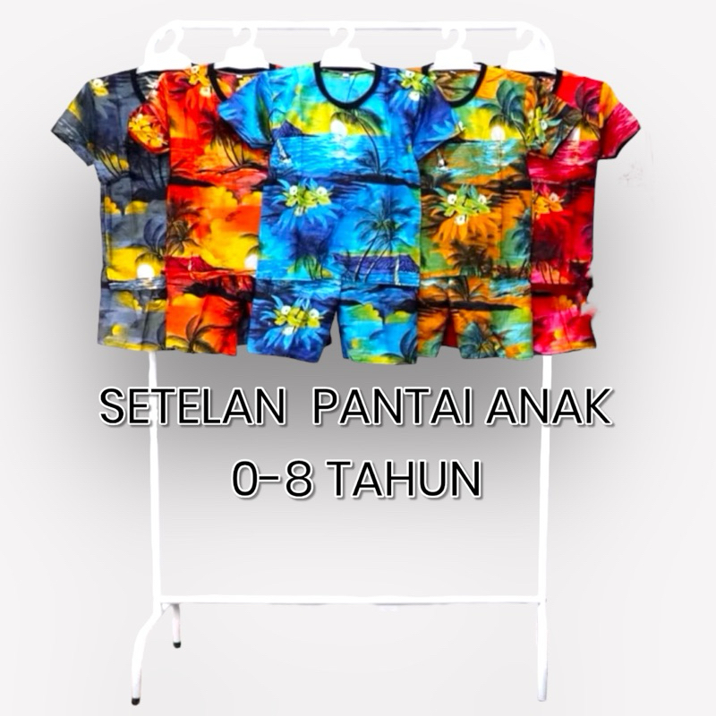 Setelan PANTAI ANAK Pantai Anak SETELAN ANAK KAOS MURAH MOTIF PANTAI HAWAI BALI | STELAN BALI | GROS