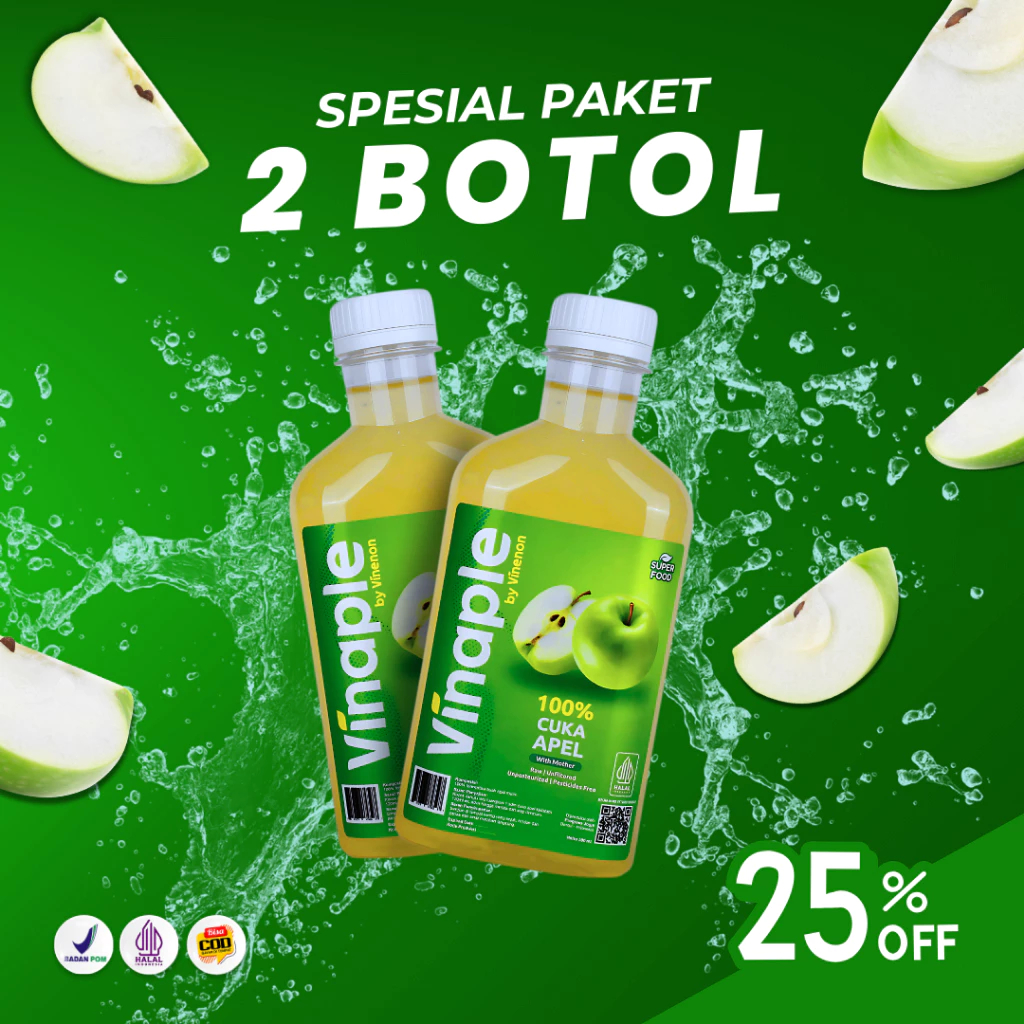 

Cuka Apel With Mother Vinaple 2 Botol Original