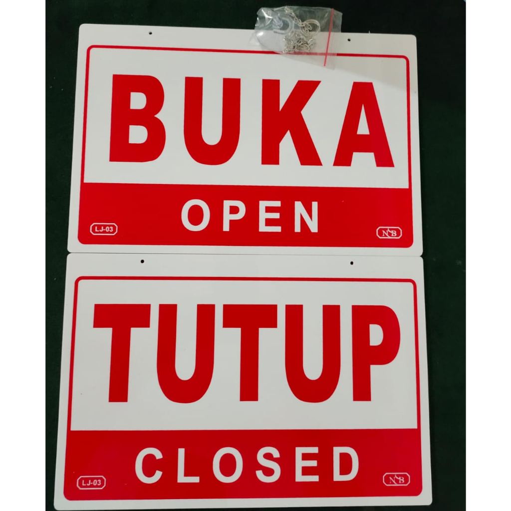 

Label Acrylic Jumbo / Label Akrilik Jumbo 20x30cm - Buka_Open/ Tutup_Close (Bolak Balik) (Putih_Merah)