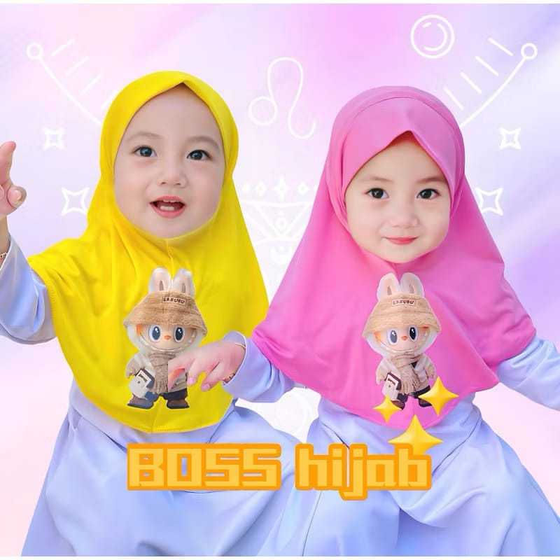 Hijab Anak bayi 0-6 bulan Motif karakter Labubu Original Jilbab Anak Perempuan usia 1 2 3 4 tahhun l