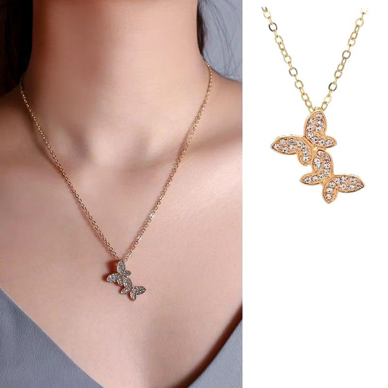 Kalung Wanita Import liontin Kupu-Kupu Kristal warna emas#Kalung Korea Wanita # Kalung Kupu-Kupu