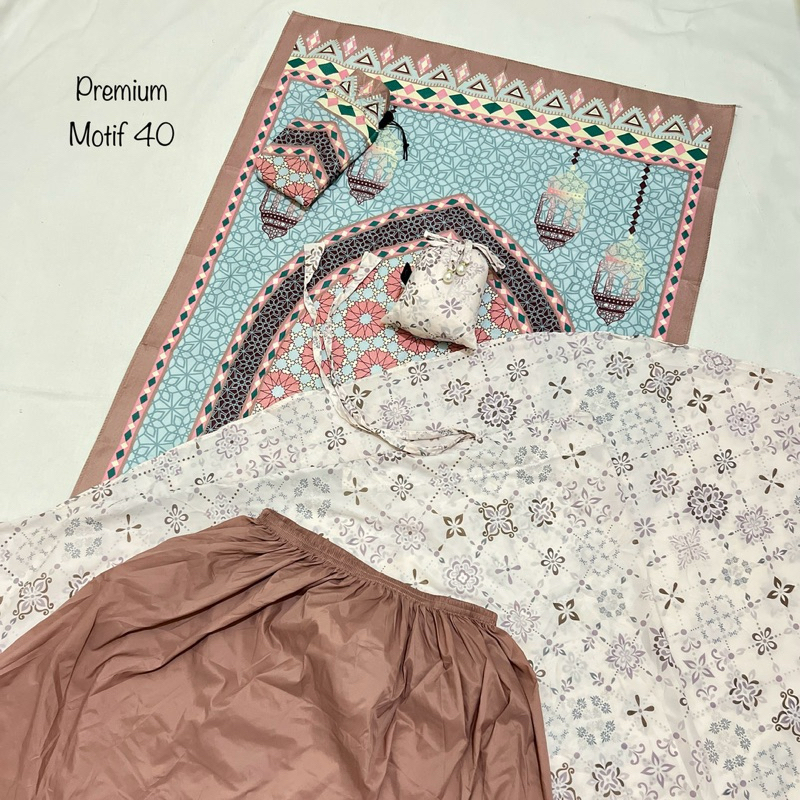 Premium Full Set Mukena Parasut Motif 2In1 + Sajadah Traveling Kashmeer