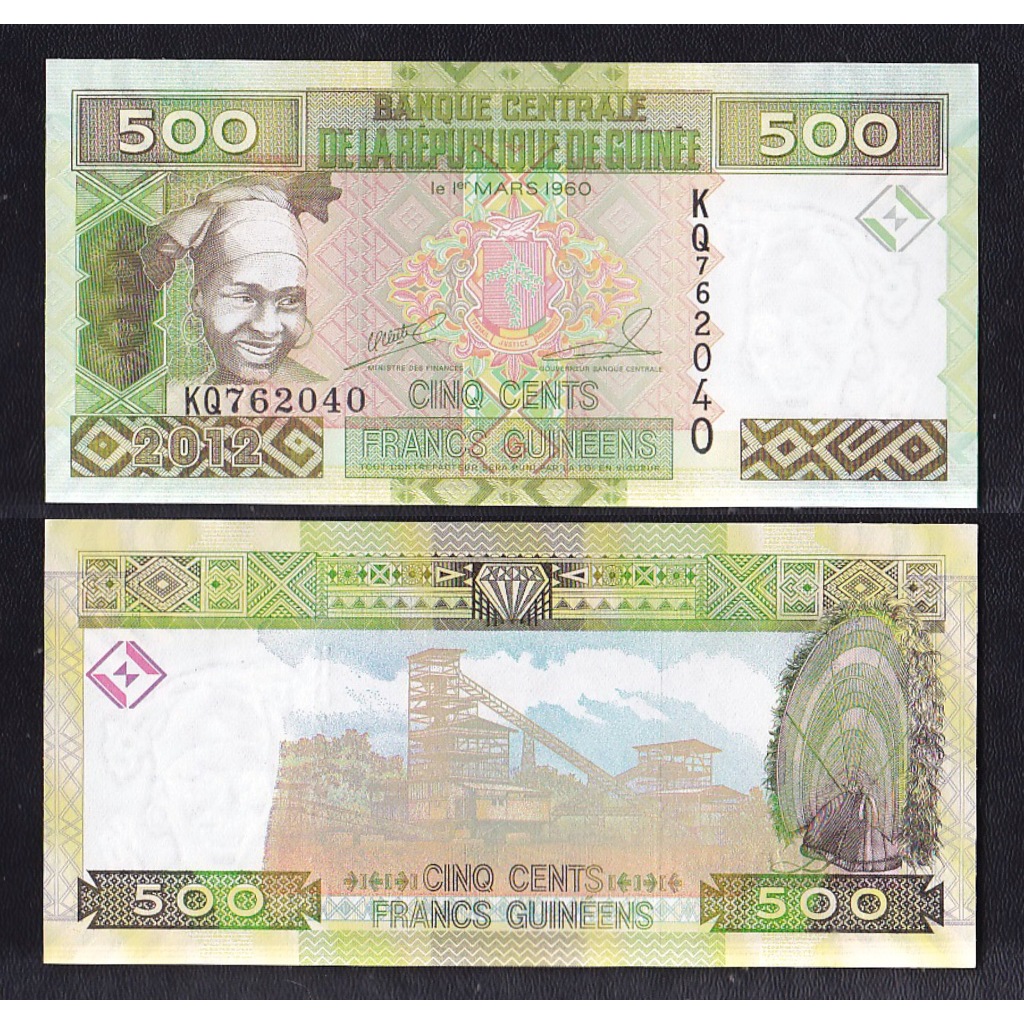 Uang kertas asing Guinea 500 Cent Francs tahun 2012