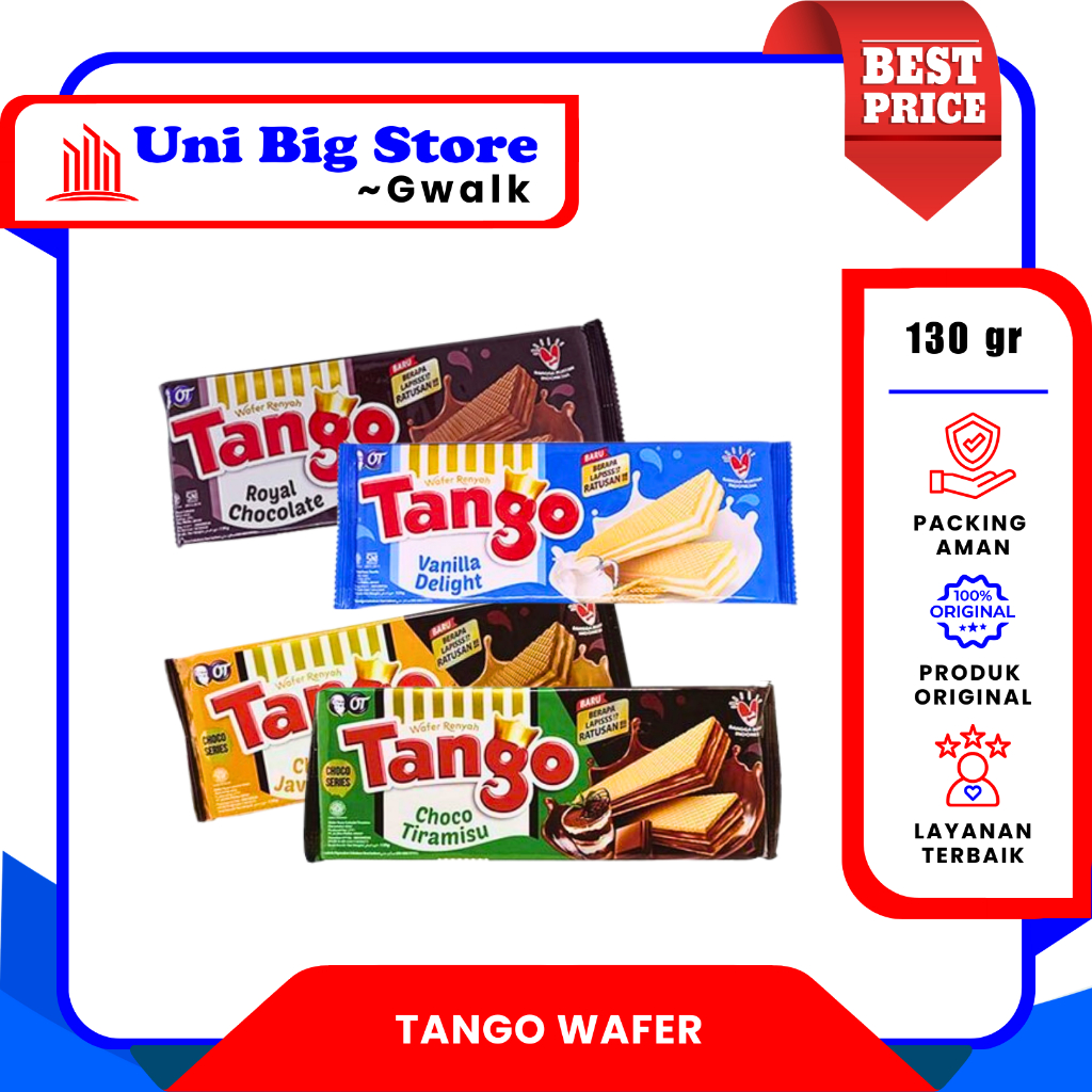 

TANGO WAFER RENYAH CHOCO TIRAMISU - JAVAMOCCA - VANILLA DELIGHT - ROYAL CHOCOLATE - 110 gr