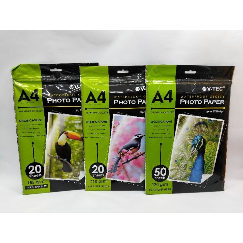 V-tec Glossy Photo Paper A4 / Kertas Foto Glossy V-tec A4