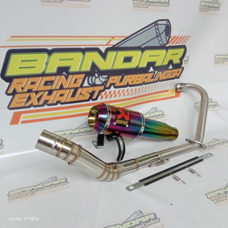 knalpot racing Akrapovic pelangi untuk Vixion Satria Fu R15 GSX CBR dll full system suara bass gahar