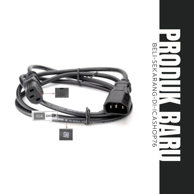 Cable Power CPU-MONITOR C13-C14 SNI 3x0.75mm 3M SUCOFINDO - Kabel SNI SUCOFINDO ORI 250V