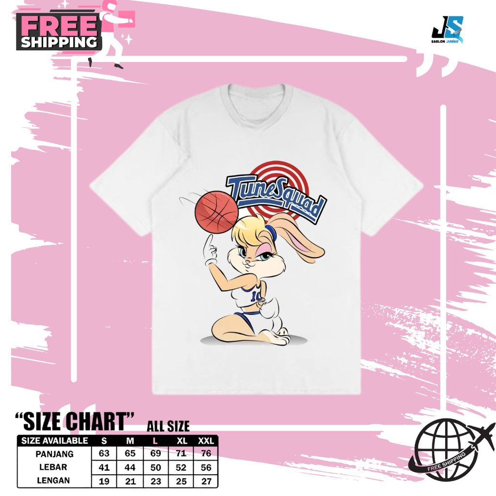 SABLONJUNISO-KAOS TUNE SQUAD/T-SHIRT/COOTON COMBED 30s/KAOS WANITA