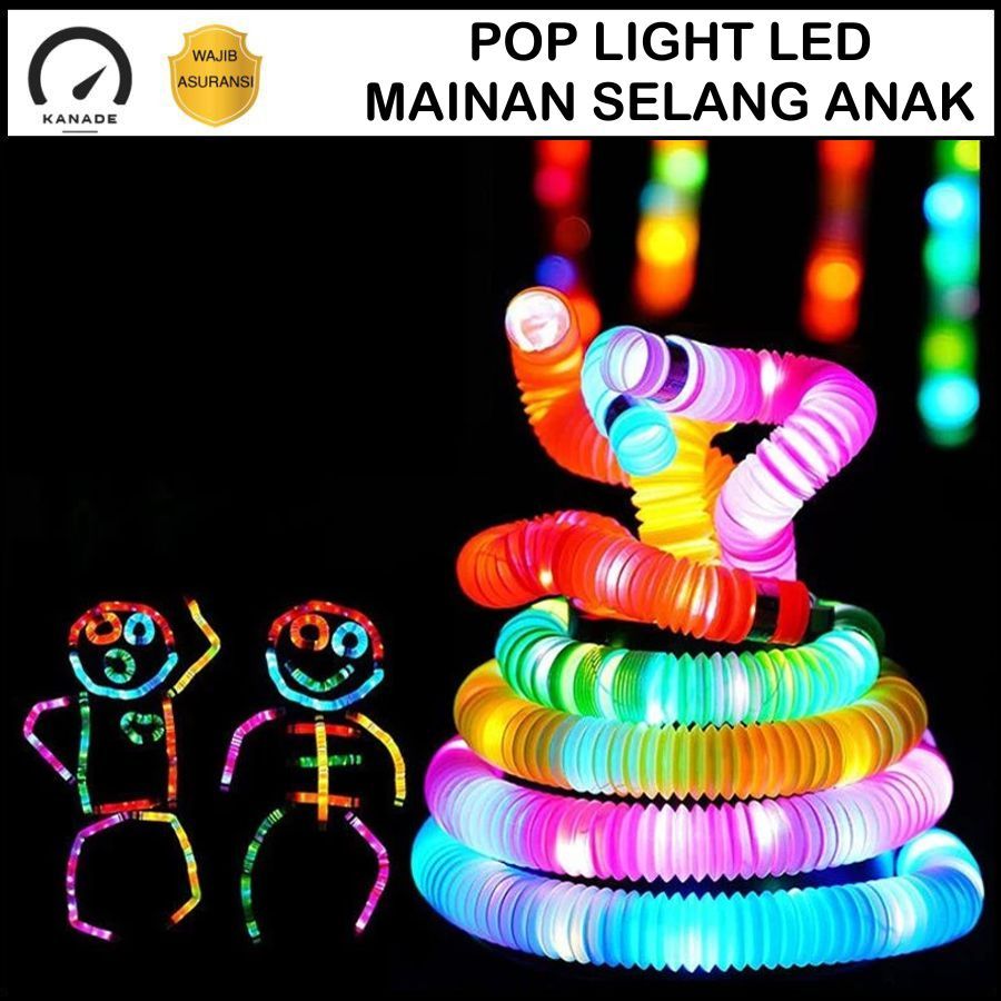 Mainan Pop Tube LED Pop Tubes LED Fidget Pop Tubes Sensory Toys Mainan Selang Pipa Anak