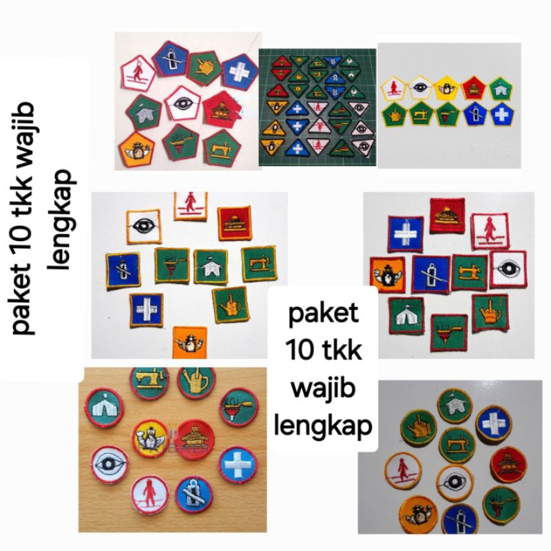 Paket( isi 10 )tkk wajib lengkap / tkk wajib bordir siaga penegak penggalang / purwa madya utama