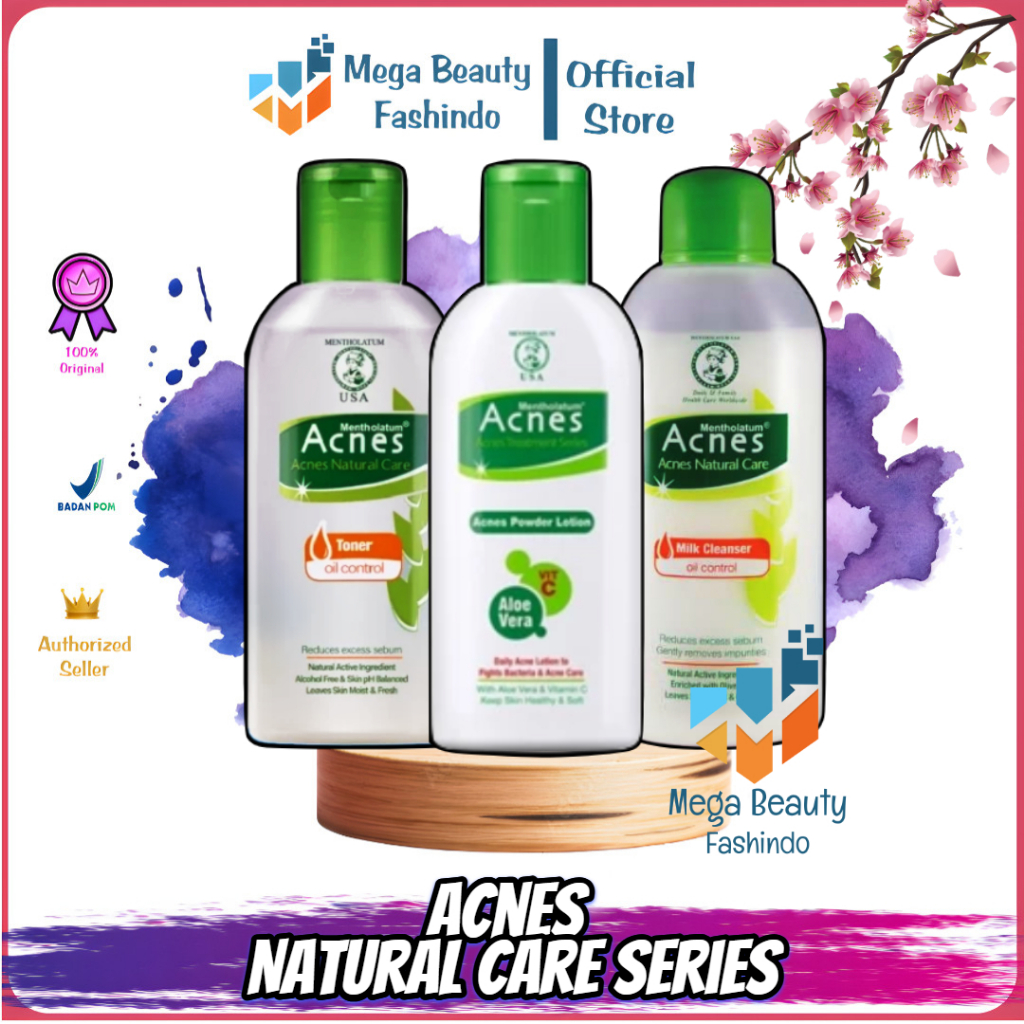 Acnes Natural Care - Facial Care Oil Control Toner 100ML | Powder Lotion 100ML | Milk Cleanser 110ML