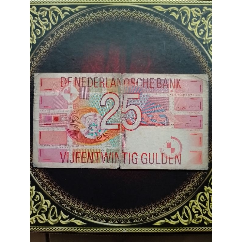 Uang Belanda 25 gulden 1989 fine sobek