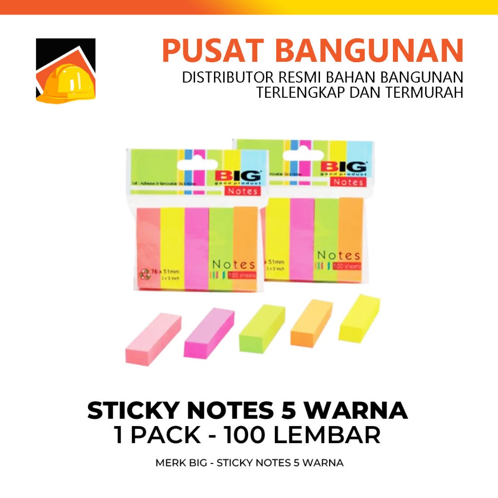 

STICKY NOTE - PEMBATAS BUKU - PENANDA BUKU BIG 76x51 5 WARNA 1 PCS