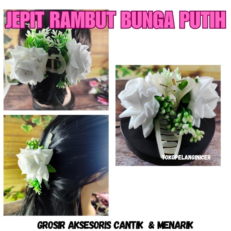 Jepit Rambut Bunga Mawar Putih Kep Aksesoris Rambut Sanggul Hiasan