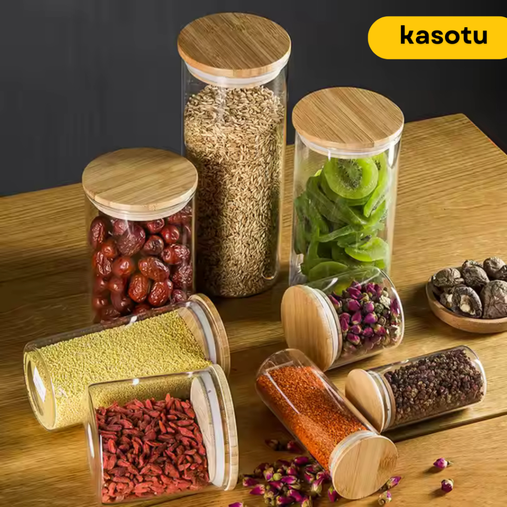 Toples Kue Kering Kaca Bening Aesthetic Lebaran Mewah Kotak Bulat Besar Kecil