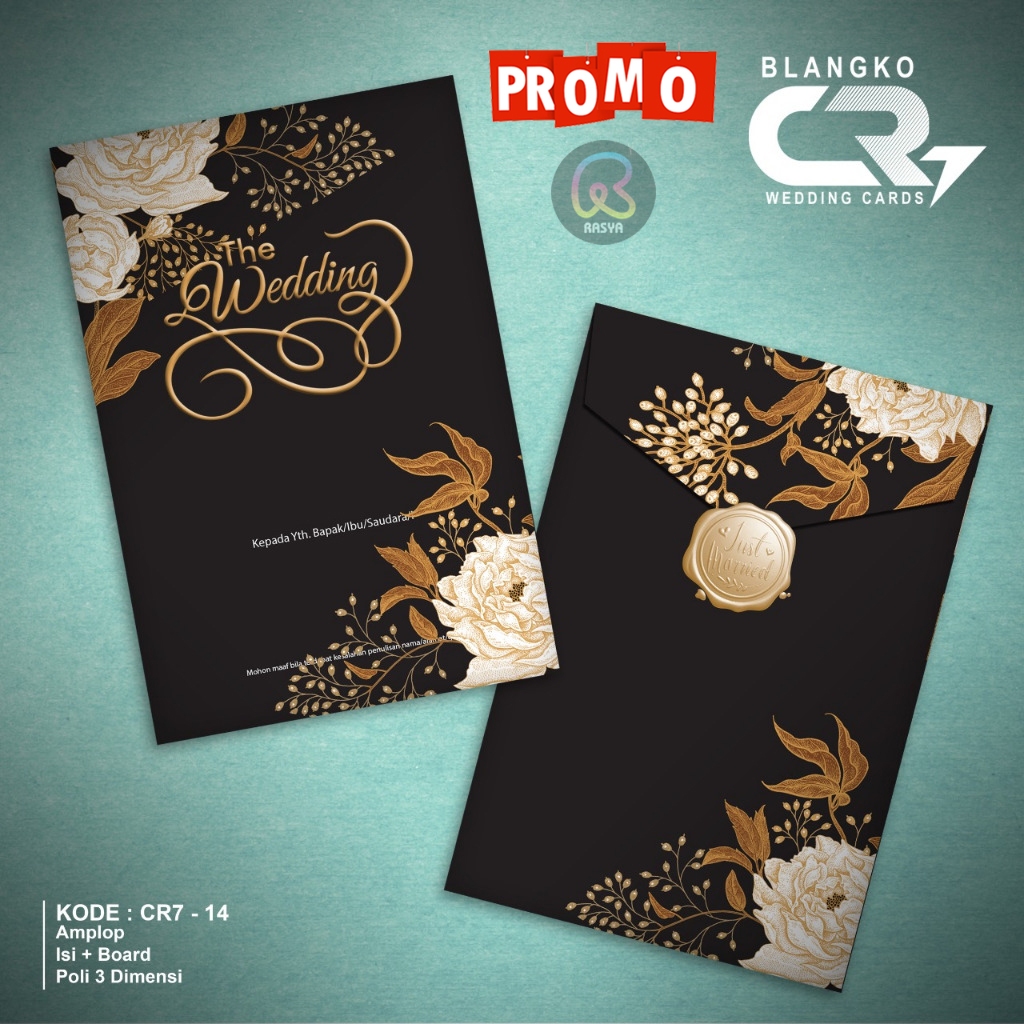 (Bisa order 15 pcs) Cetak Undangan Pernikahan Hard Cover VIP Murah Tebal Mewah Elegan CR 14 Hitam